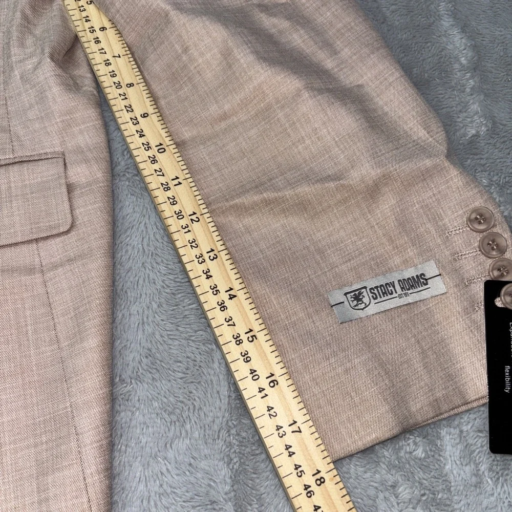 Stacy Adam's Active Stretching Light Camel Suit Jacket And Vest‎ 52L NWT